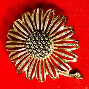 Vintage Big Sunflower Brooch Pin